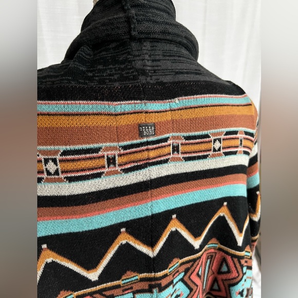 {Billabong} “Dream Chaser” Multi-Colored Southwest Style, Open Front Cardigan - Picture 3 of 6